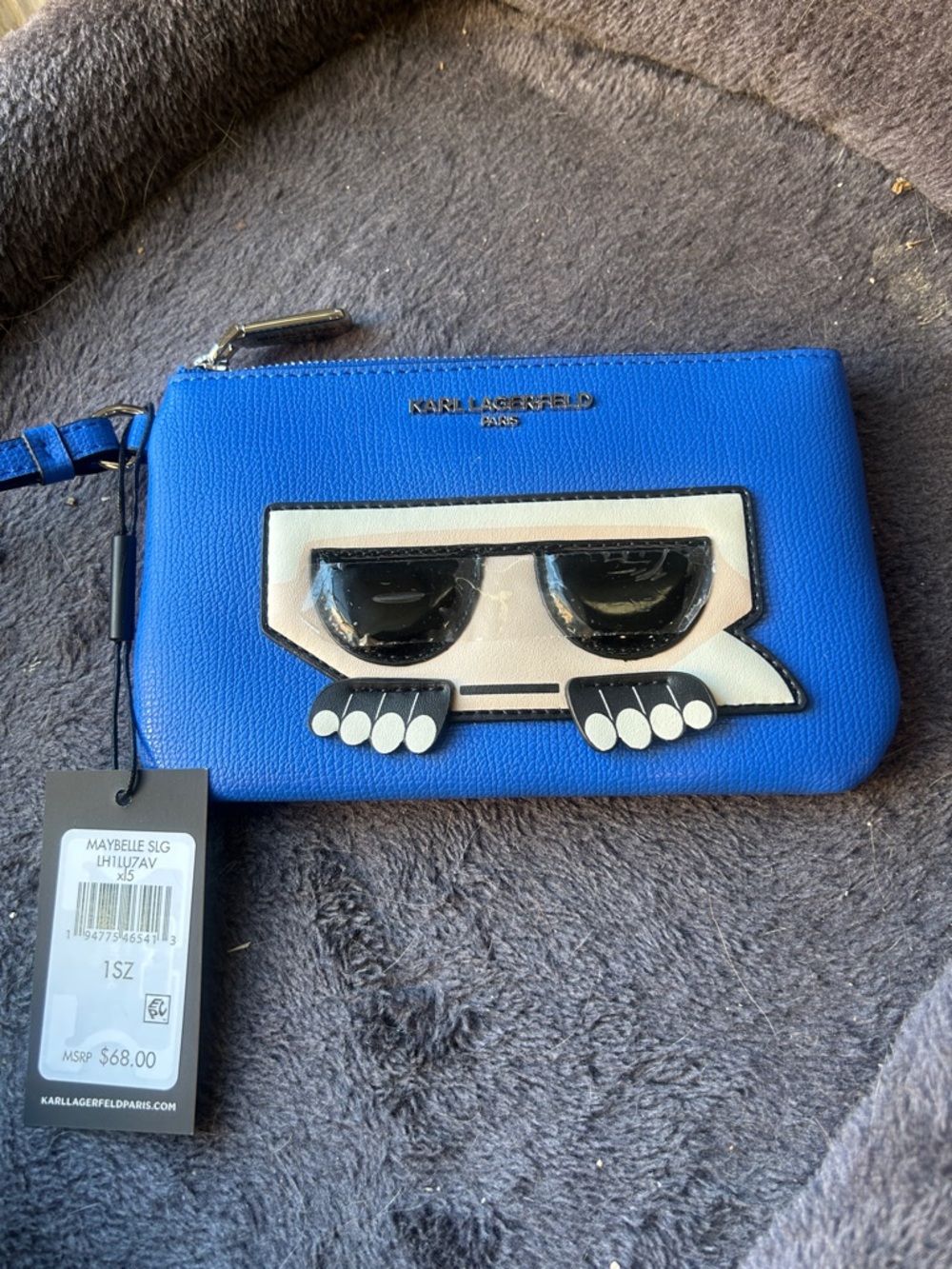 Karl Lagerfeld Electric Blue Leather Wristlet
